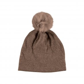 Strikket hue - JAYNE M/Kanin - Fv. Sand