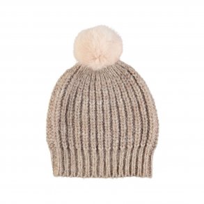 Strikket hue - JESSIE M/Kanin - Fv. Sand