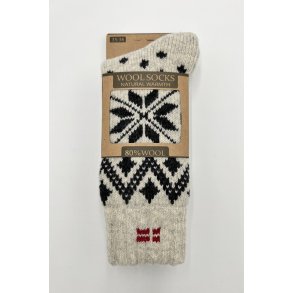 Lysegr Ragsokker af 80% uld m/DK flag - Nr. 106 