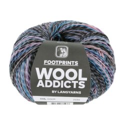 Lang Yarns - Footprints Wool Addict Fv. 09 Sort/Lilla/Petrol Multi