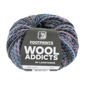 Lang Yarns - Footprints Wool Addict Fv. 09 Sort/Lilla/Petrol Multi