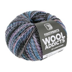Lang Yarns - Footprints Wool Addict Fv. 09 Sort/Lilla/Petrol Multi