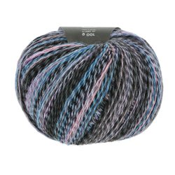 Lang Yarns - Footprints Wool Addict Fv. 09 Sort/Lilla/Petrol Multi