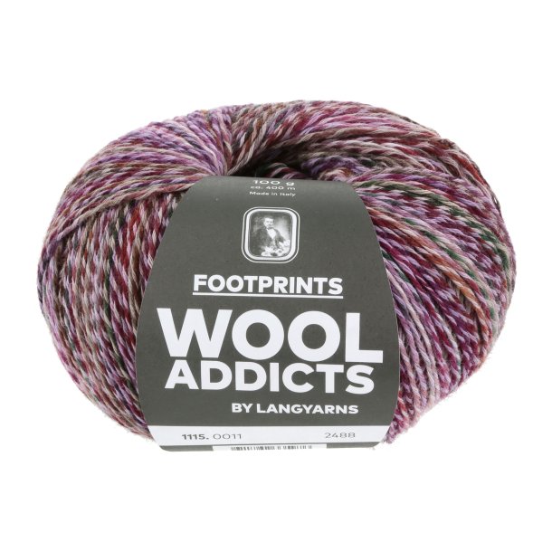 Lang Yarns - Footprints Wool Addict Fv. 11 Lilla/Fuchsia/Brun Multi