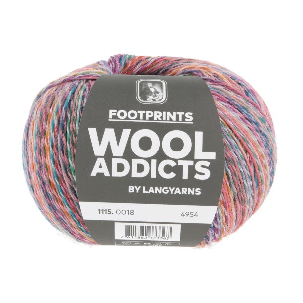 Lang Yarns - Footprints Wool Addict Fv. 18 Multi Lilla/B�r/Bl�