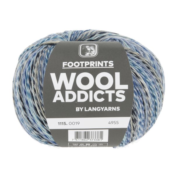 Lang Yarns - Footprints Wool Addict Fv. 19 Bl�/Beige/Jeans Multi