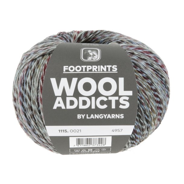 Lang Yarns - Footprints Wool Addict Fv. 21 Bordeaux/Gr�/Lavendel