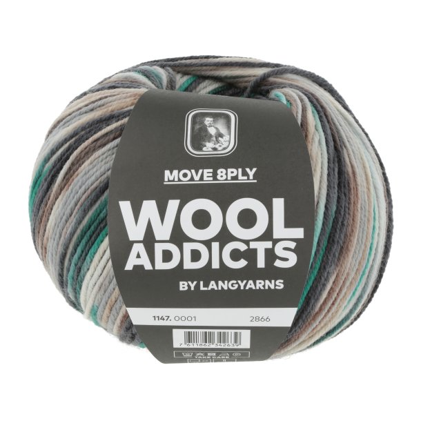 Lang Yarns - Move 8PLY Fv. 01 Sort/Gr/Grn