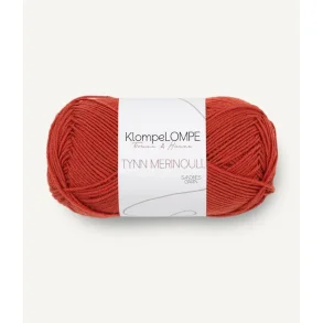 KlompeLOMPE - Tynn Merinoull Fv. 3837 Rd Tegl