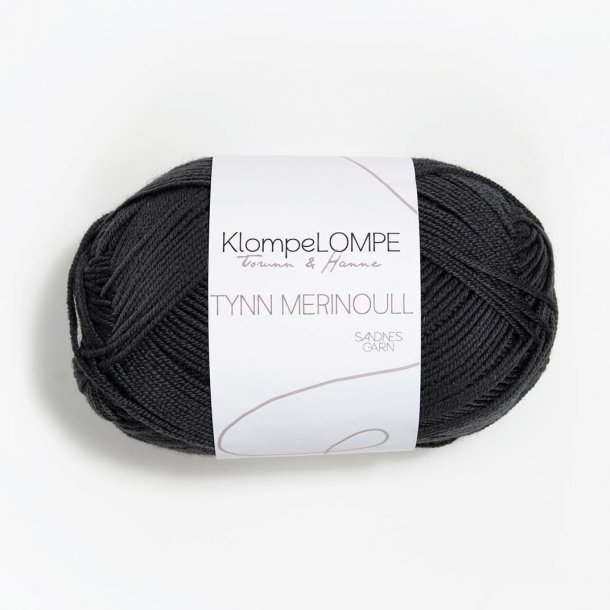 KlompeLOMPE - Tynn Merinould Farve 5885 Dmpet Sort.