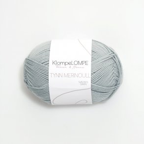 KlompeLOMPE - Tynn Merinoull Farve 6521 Lys Blpetrol