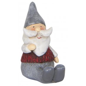Julemand 1 stk siddende med gr� hue. - Ib Laursen - SPAR 50%