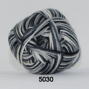 Hjertegarn - Sock 4 Strmpegarn fv 5030 Gr/Hvid Print