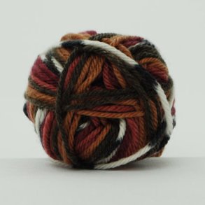 Hjertegarn- Ragg Strmpegarn Fv. 1268 Rd/Brun/Hvid Multi