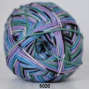 Hjertegarn - Aloe Sockwool Fv. 5020 Lilla/Grn/Bl