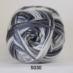 Hjertegarn - Aloe Sockwool Fv. 5030 Gr/Sort/Hvid