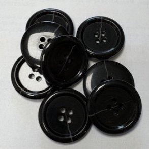 Knap - Plast 38mm. Fv. Sort -  25 Stk