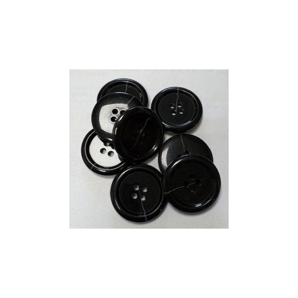 Knap - Plast 38mm. Fv. Sort