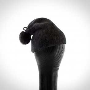 OH ! Angora Hat sort m/ Mink kvast - By Kopenhagen Fur