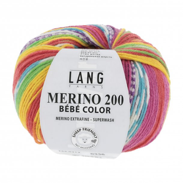 Lang Yarns - Merino 200 Bb Color Fv. 313 Gul/Lys Grn/Rd