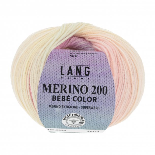 Lang Yarns - Merino 200 Bb Color Fv. 354 Rose/Bl/Gul