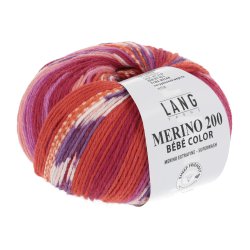 Lang Yarns - Merino 200 B�b� Color Farve 360 R�d/Orange/Lilla