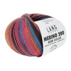 Lang Yarns - Merino 200 B�b� Color Fv. 450 Bl�/Gul/Pink