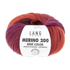 Lang Yarns - Merino 200 Bb Color Fv. 554 Orange/Rd/Lilla