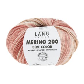 Lang Yarns - Merino 200 B�b� Color Fv. 601 R�hvid/Pink/Terracotta