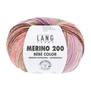 Lang Yarns - Merino 200 B�b� Color Fv. 602 Violet/Flamingo/Gr�s