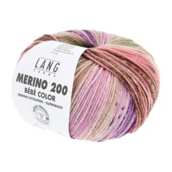 Lang Yarns - Merino 200 B�b� Color Fv. 602 Violet/Flamingo/Gr�s