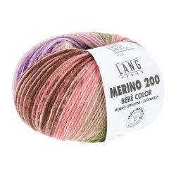 Lang Yarns - Merino 200 B�b� Color Fv. 602 Violet/Flamingo/Gr�s