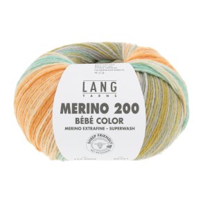 Lang Yarns - Merino 200 B�b� Color Fv. 604 Petrol/Turkis/Gr�skar