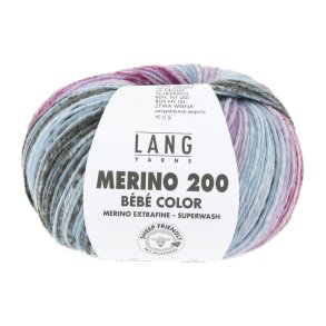 Lang Yarns - Merino 200 B�b� Color Fv. 606 Bl�/Violet/Blomme