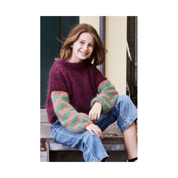 Bella By Permin - Bred sweater m/striber til piger - Enkeltopskrift / Nr. 893235