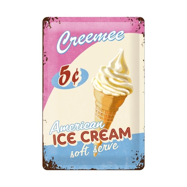 Emalje Barskilt - B47 - American Ice Cream.  20x30 cm.