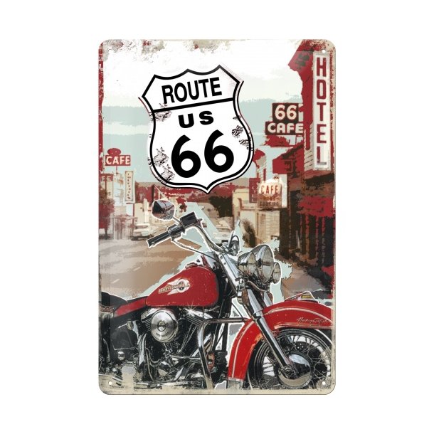 Emalje Barskilt - B52 - Route 66 Lone Rider  20x30 cm.