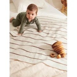 Enkeltopskrift / 2406 Babytepper / Nr. 4 - Pauls Perleribb Teppe