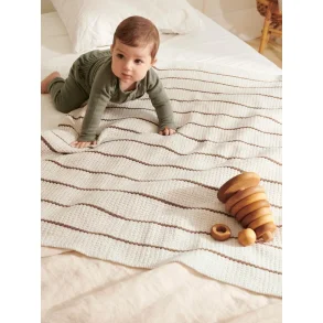 Enkeltopskrift / 2406 Babytepper / Nr. 4 - Pauls Perleribb Teppe