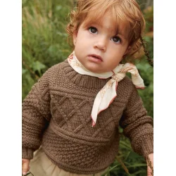 Enkeltopskrift / 2413 Myk Start / Nr. 01 - Guernsey Sweater Baby. 