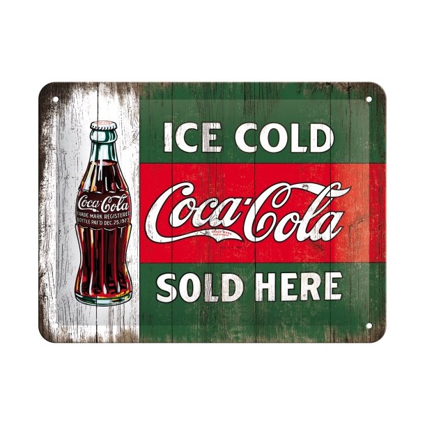 Emalje Barskilt - B72 - Coca-Cola &#150; Ice Cold Sold Here  15x20 cm.