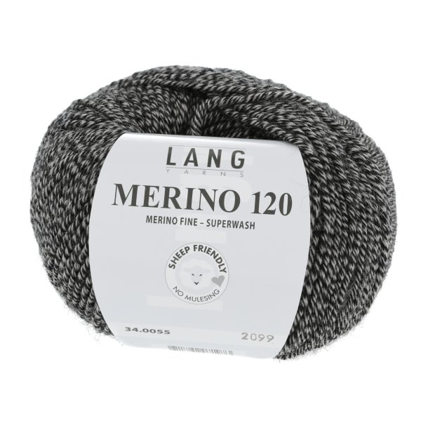 Lang Yarns - Merino 120 Fv. 55 Sort/Beige Mouline