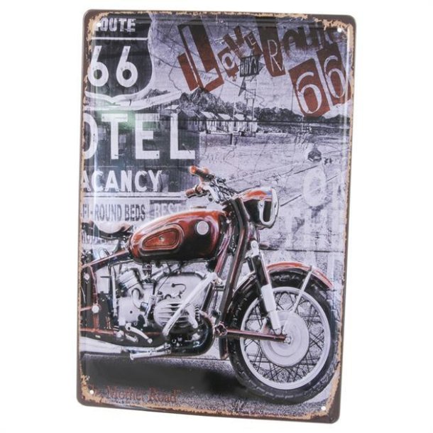 Emalje Barskilt 3D - B113 - Route 66 Motorcycle 20x30 cm.
