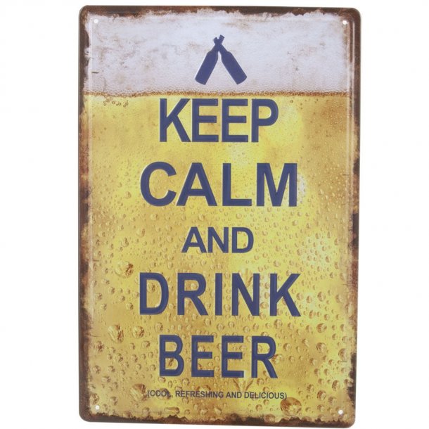 lskilt i 3D - "Keep Calm And Drink Beer" Emalje &nbsp;(B02)