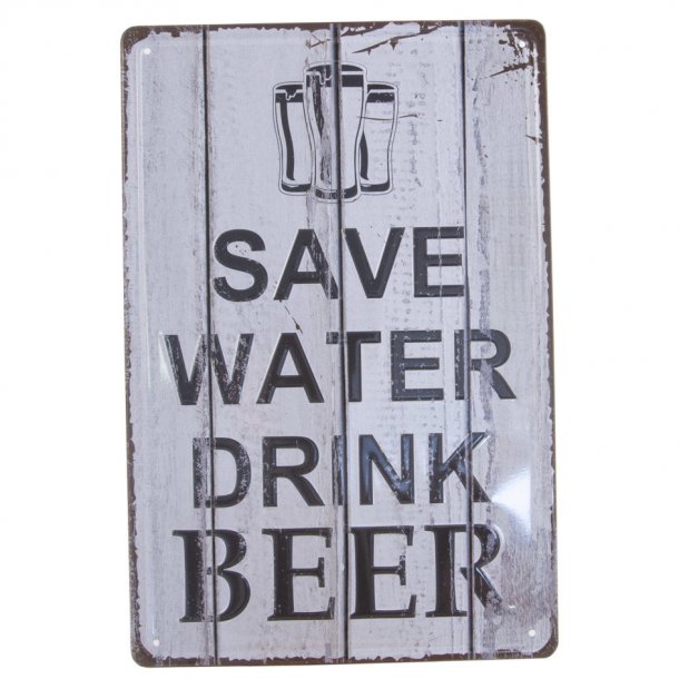 Emaljeskilt 3D - "Save water drink beer" (No 287)