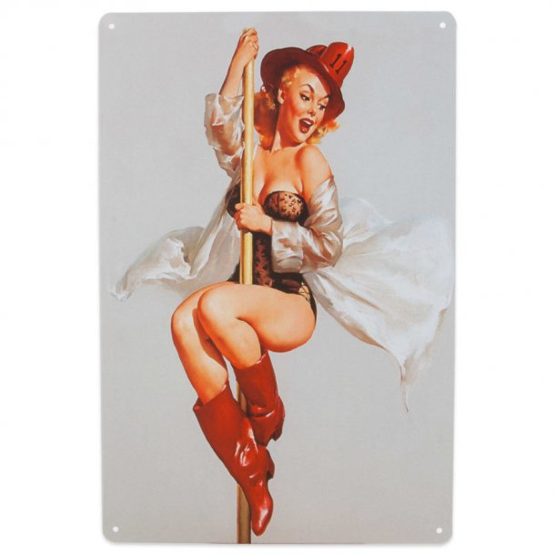 Metalskilt - Pole Pin Up Girl - (B274)