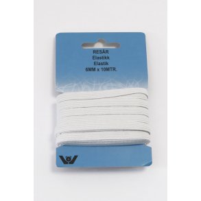 Resr Elastik - 6mm SB 10 Meter - Fv Hvid