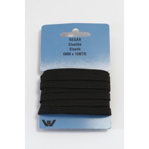 Resr Elastik - 6mm SB 10 Meter - Fv sort