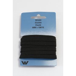 Resr Elastik - 6mm SB 10 Meter - Fv sort