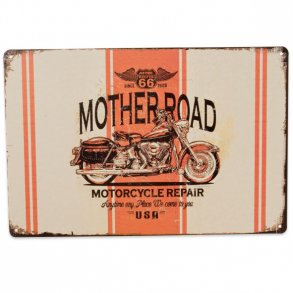 Metalskilt - The Mother Road - Motorcycle Repair (B270)